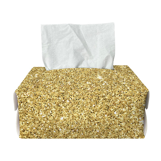 Gold (NOT Real) Glitter Print Rectangle Tissue Box Cover