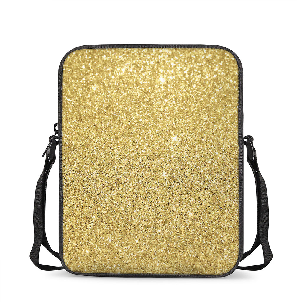 Gold (NOT Real) Glitter Print Rectangular Crossbody Bag