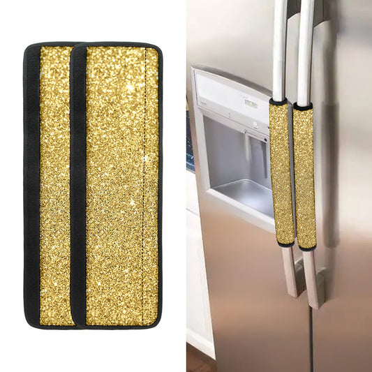 Gold (NOT Real) Glitter Print Refrigerator Handle Covers