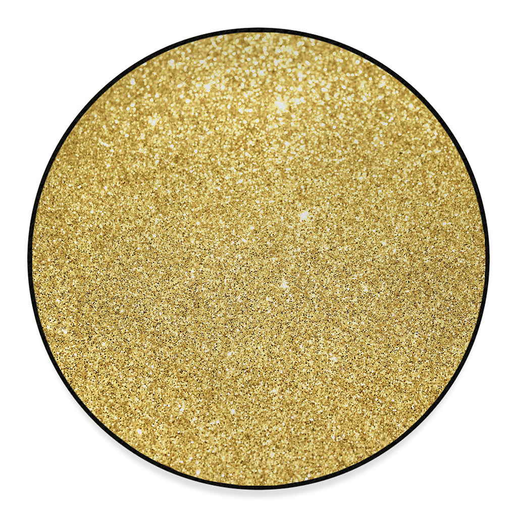 Gold (NOT Real) Glitter Print Round Floor Mat