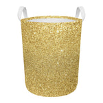 Gold (NOT Real) Glitter Print Round Laundry Basket
