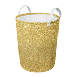 Gold (NOT Real) Glitter Print Round Laundry Basket