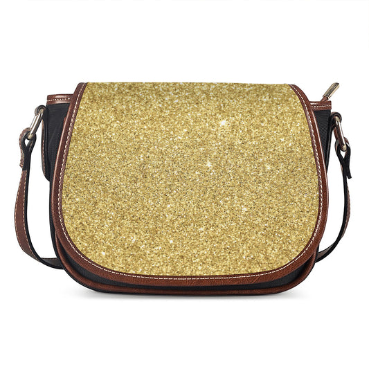 Gold (NOT Real) Glitter Print Saddle Bag