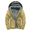 Gold (NOT Real) Glitter Print Sherpa Lined Zip Up Hoodie