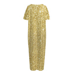 Gold (NOT Real) Glitter Print Short Sleeve Long Nightdress