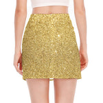 Gold (NOT Real) Glitter Print Side Slit Mini Skirt