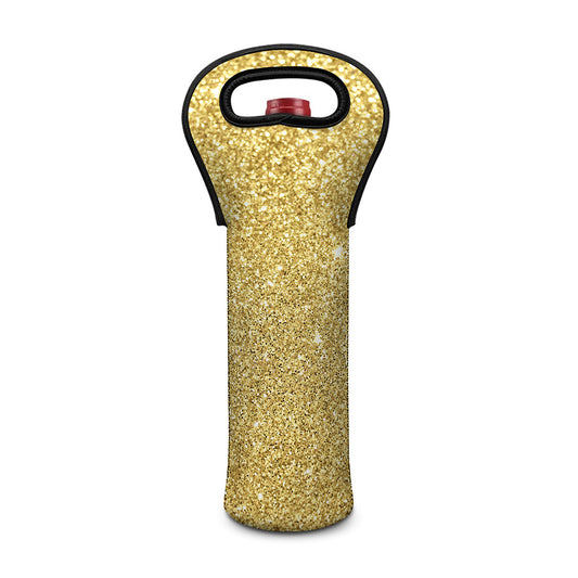 Gold (NOT Real) Glitter Print Single Neoprene Wine Tote