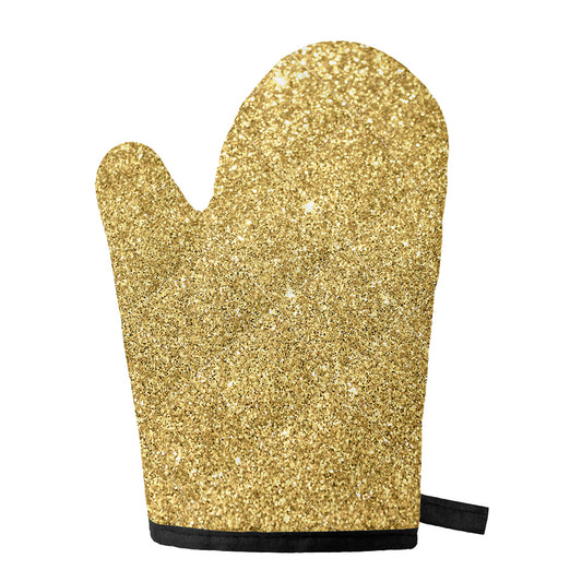Gold (NOT Real) Glitter Print Single Oven Mitt