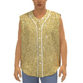 Gold (NOT Real) Glitter Print Sleeveless Baseball Jersey