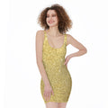 Gold (NOT Real) Glitter Print Sleeveless Bodycon Dress