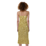 Gold (NOT Real) Glitter Print Slim Fit Midi Cami Dress