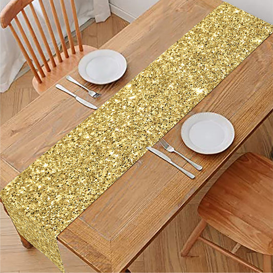 Gold (NOT Real) Glitter Print Table Runner
