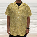 Gold (NOT Real) Glitter Print Textured Short Sleeve Shirt