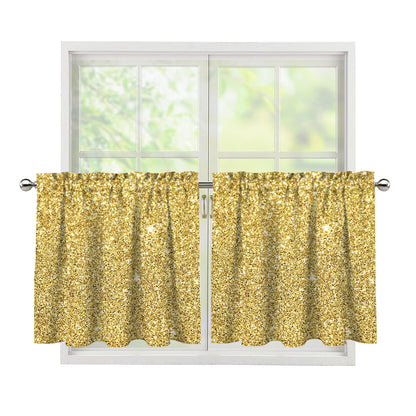 Gold (NOT Real) Glitter Print Tier Curtains