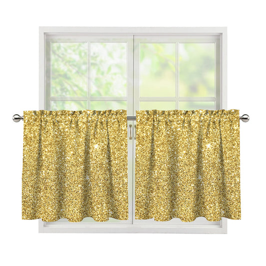 Gold (NOT Real) Glitter Print Tier Curtains