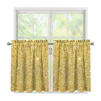 Gold (NOT Real) Glitter Print Tier Curtains