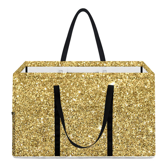 Gold (NOT Real) Glitter Print Utility Tote Bag