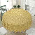 Gold (NOT Real) Glitter Print Waterproof Round Tablecloth
