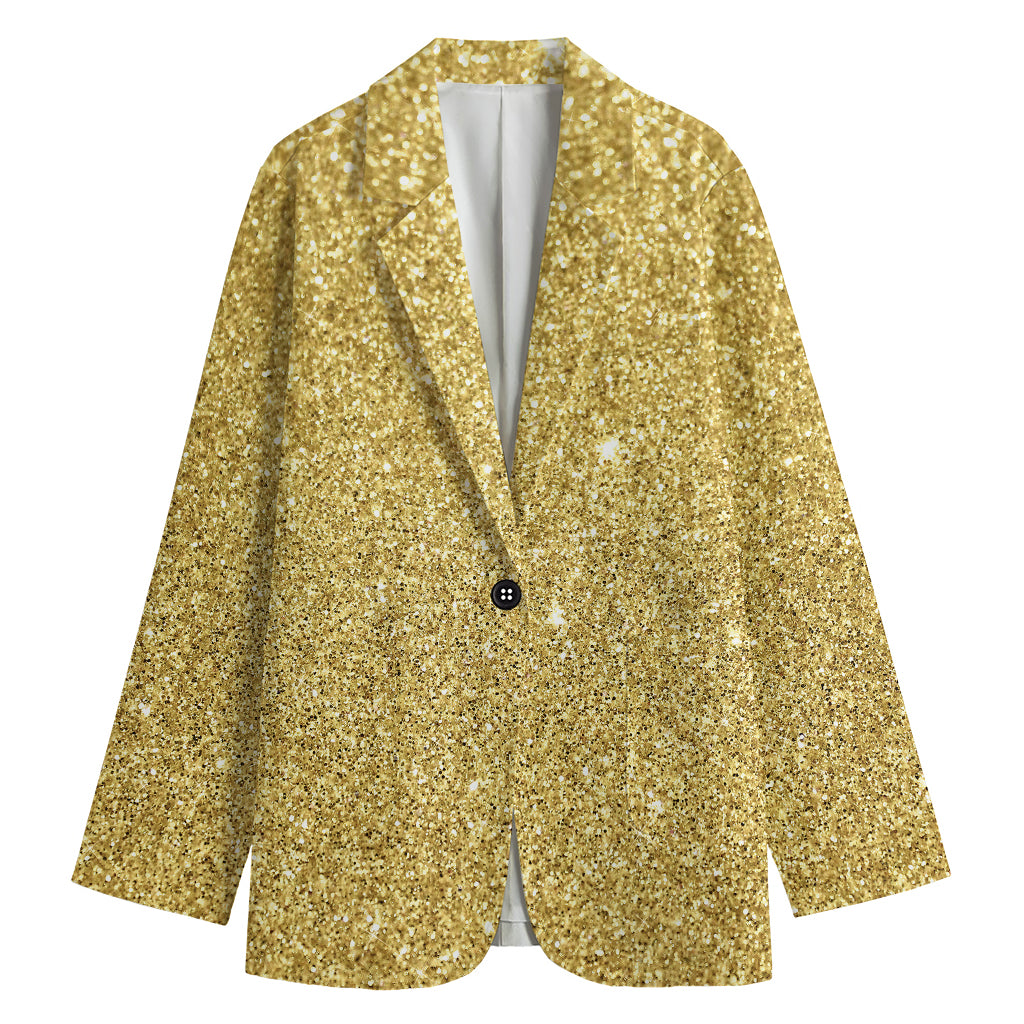 Gold (NOT Real) Glitter Print Women's Cotton Blazer