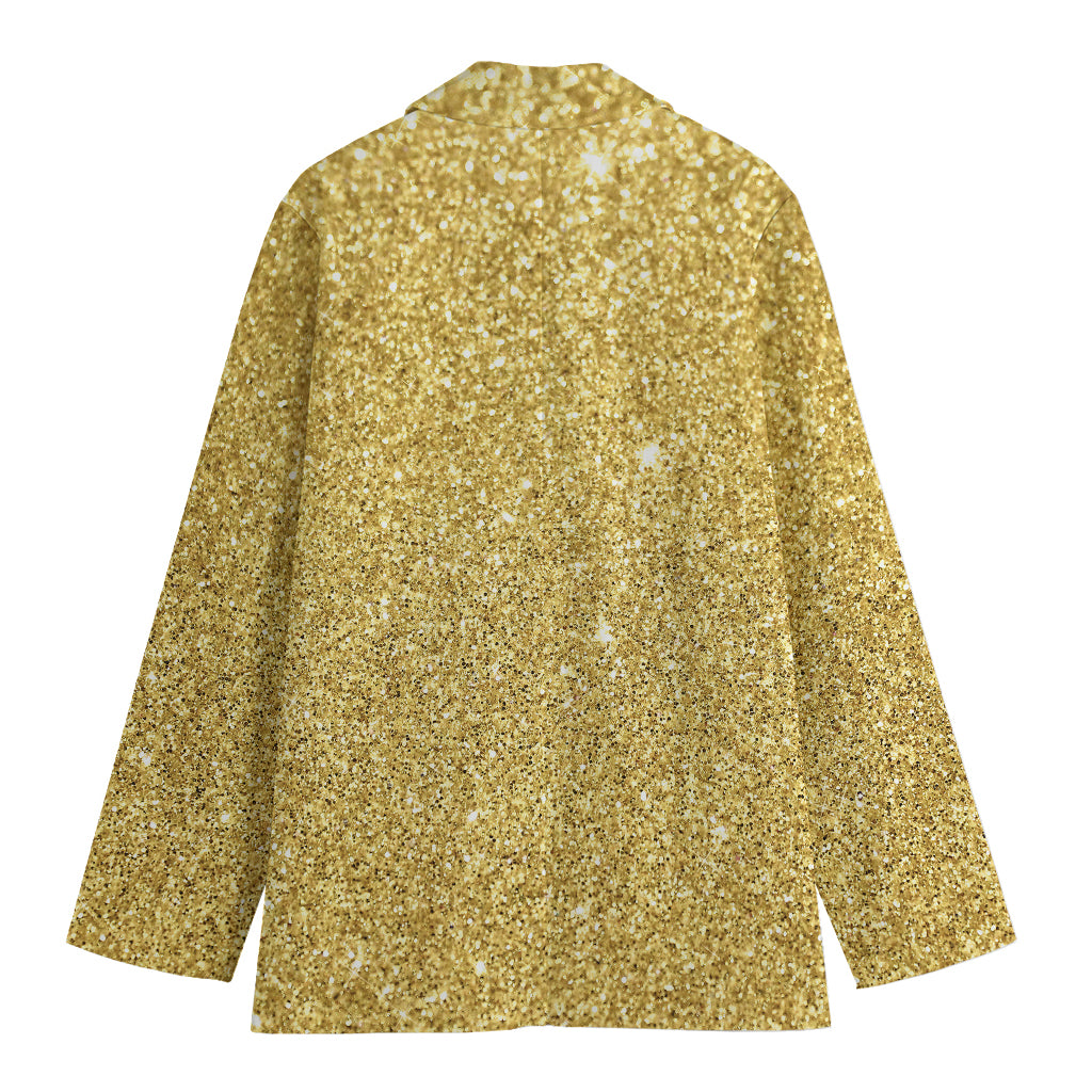 Gold (NOT Real) Glitter Print Women's Cotton Blazer