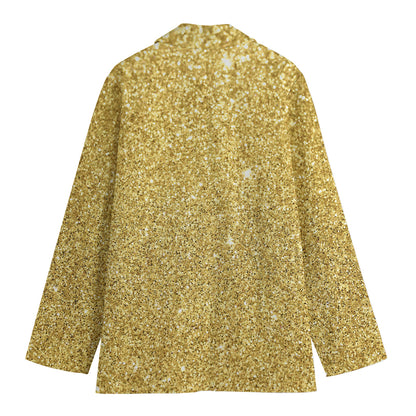 Gold (NOT Real) Glitter Print Women's Cotton Blazer
