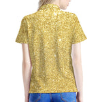 Gold (NOT Real) Glitter Print Women's Polo Shirt