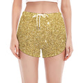 Gold (NOT Real) Glitter Print Women's Split Running Shorts
