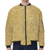 Gold (NOT Real) Glitter Print Zip Sleeve Bomber Jacket