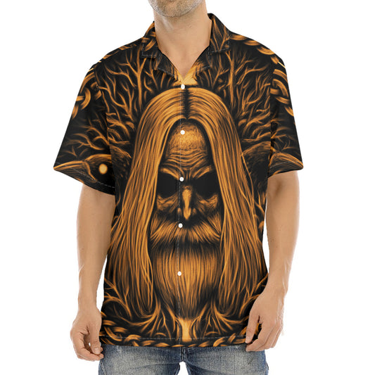 Gold Odin With Huginn And Muninn Print Aloha Shirt