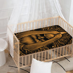Gold Odin With Huginn And Muninn Print Baby Crib Sheet