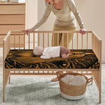 Gold Odin With Huginn And Muninn Print Baby Crib Sheet