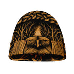 Gold Odin With Huginn And Muninn Print Beanie