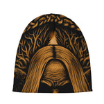 Gold Odin With Huginn And Muninn Print Beanie