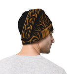 Gold Odin With Huginn And Muninn Print Beanie