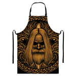 Gold Odin With Huginn And Muninn Print Bib Apron With Pocket