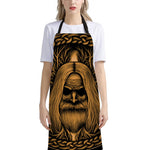 Gold Odin With Huginn And Muninn Print Bib Apron With Pocket