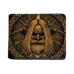 Gold Odin With Huginn And Muninn Print Bifold Wallet