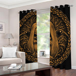Gold Odin With Huginn And Muninn Print Blackout Grommet Curtains