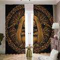 Gold Odin With Huginn And Muninn Print Dimout Pencil Pleat Curtains