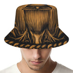 Gold Odin With Huginn And Muninn Print Bucket Hat
