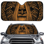 Gold Odin With Huginn And Muninn Print Car Windshield Sun Shade