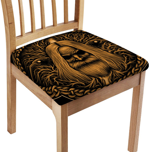 Gold Odin With Huginn And Muninn Print Chair Cushion Cover