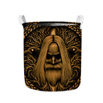 Gold Odin With Huginn And Muninn Print Collapsible Laundry Basket