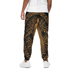 Gold Odin With Huginn And Muninn Print Cotton Pants