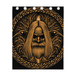 Gold Odin With Huginn And Muninn Print Curtain