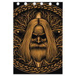 Gold Odin With Huginn And Muninn Print Curtain