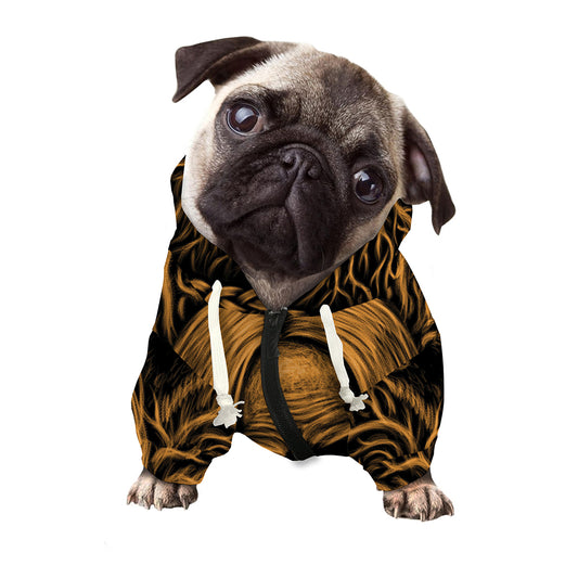 Gold Odin With Huginn And Muninn Print Dog Zip Up Hoodie
