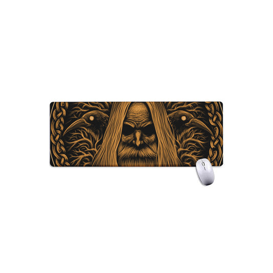 Gold Odin With Huginn And Muninn Print Extended Mouse Pad