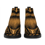 Gold Odin With Huginn And Muninn Print Flat Ankle Boots