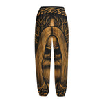 Gold Odin With Huginn And Muninn Print Fleece Lined Knit Pants